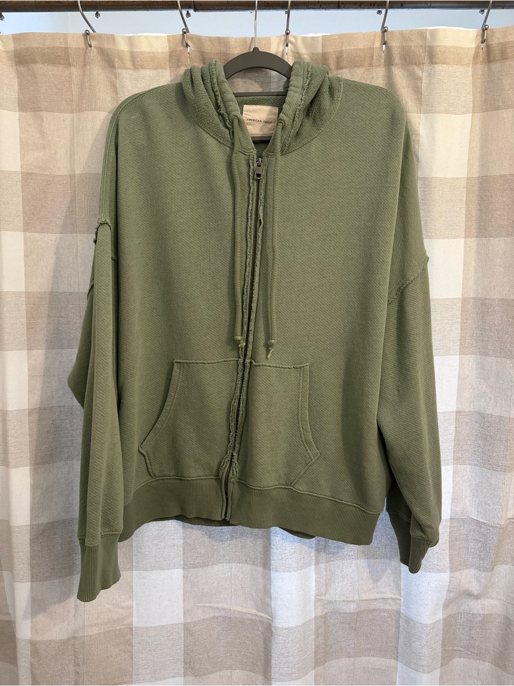 American Eagle Outfitters Olive Green Zip-Up Hoodie